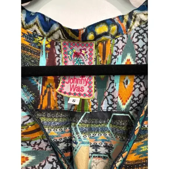 MSRP $290 NWOT Johnny Was Patchwork Silk Cane Blouse Size S-M | SAME DAY SHIP - Picture 4 of 8